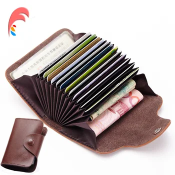 

New Genuine Leather Women Men ID Card Holder Card Wallet Purse Credit Card Vintage Bank Business Card Holder Protector Organizer