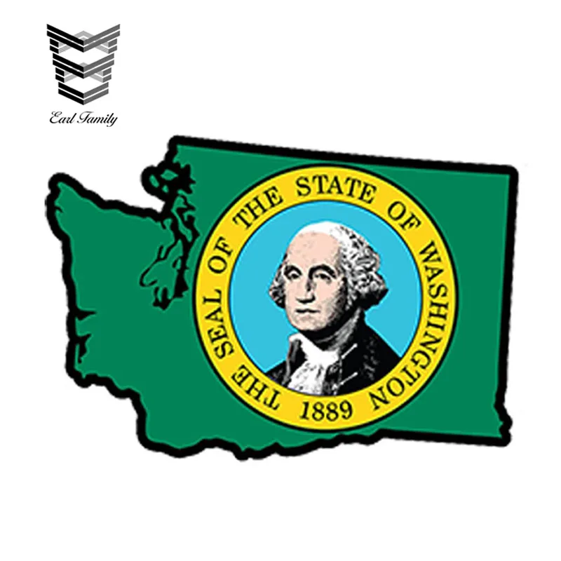 

EARLFAMILY 13cm x 8.2cm Car Styling Washington State Flag Map Printed Vinyl Decal Sticker Wa Usa Waterproof Car Accessories