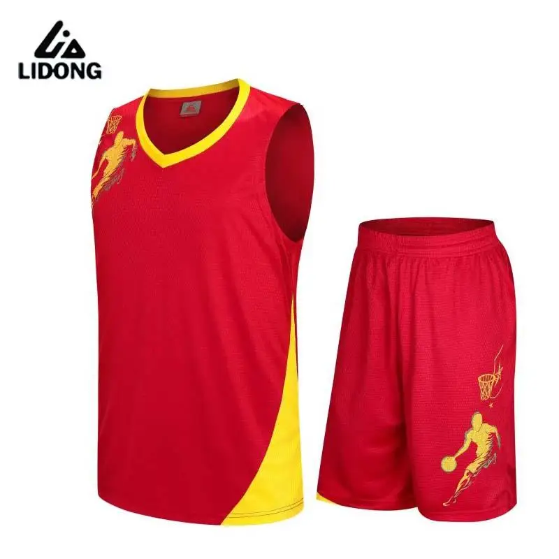 Мужская баскетбольная одежда, набор, Мужская баскетбольная тренировочная форма из Джерси, одежда для взрослых, тренировочный костюм, индивидуальный номер - Цвет: Red
