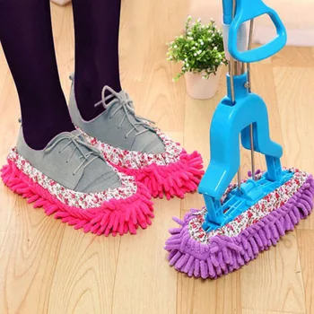 

1 Pair Dust Mop Slipper Lazy House Floor Polishing Cleaning Easy Foot Sock Shoe Cover Colorful Superfine Fiber 50gA