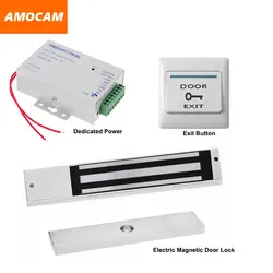 NC Электрический магнитный дверной замок + блок питания для двери Система контроля доступа видео дверной звонок + дверной Выход Кнопка