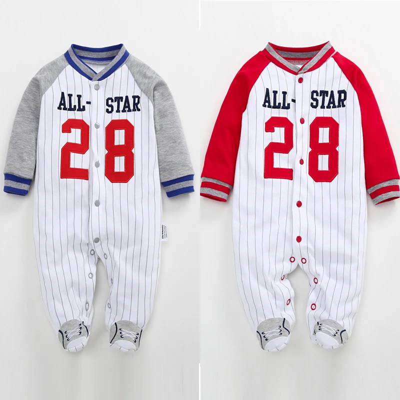 

2019 spring and autumn wear infant boys and girls not easy to play ball jumpsuit romper boy girl casual baseball romper
