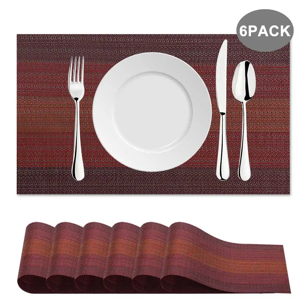 6pcs/set Non-Slip Washable Placemats Table Mats for Dining Coffee Tea Heat Resistant Kitchen Cup Ma
