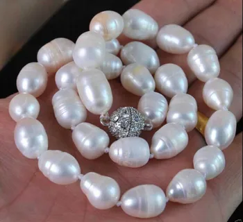 

LARGE 11-12MM NATURAL WHITE REAL BAROQUE CULTURED PEARL NECKLACE