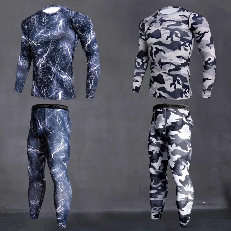 

New Model Thermal Underwear Men Sets Compression Sweat Quick Drying Long Johns fitness bodybuilding shapers
