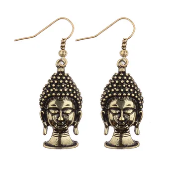 New Arrival 2017 Silver/Gold Buddha Dangle Earrings Women Fashion India/Thailand Buddha Earrings HQE275