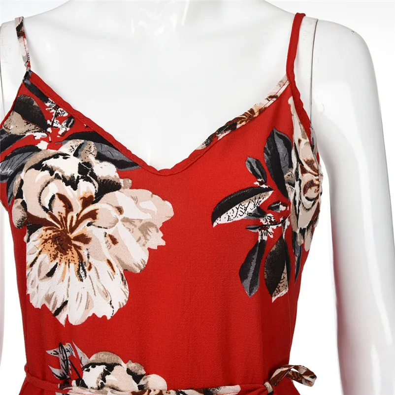 Fashion summer dress 2018 beach dress Women Sleeveless Printing A Line Casual Dress Ankle-Length Floral Dress vestido Y24#N (6)