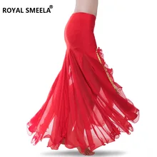 Горячая Распродажа дизайн юбка для танца живота Великолепная двухслойная двухцветная юбка с воланами для танцев или выступлений 6014