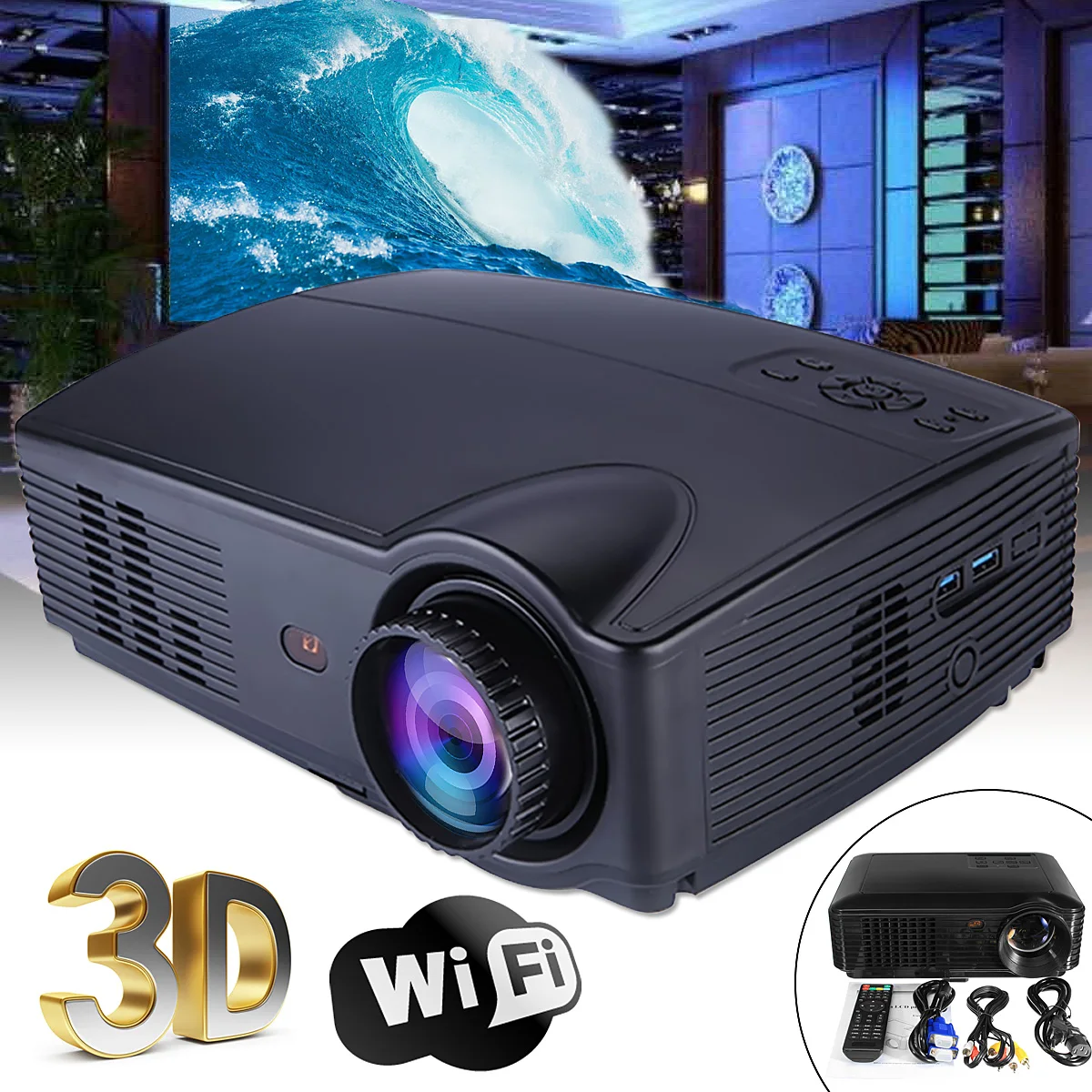 SV-328 WiFi version 4600 Lumens LCD Technology Smart Projector Digital Home Theater Projector Support audio / video TV SV-328 WiFi version 4600 Lumens LCD Technology Smart Projector Digital Home Theater Projector Support audio / video TV