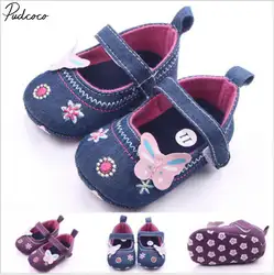 Helen115 новорожденных Обувь для девочек детские Обувь для младенцев в полоску с цветочным принтом мягкая подошва Prewalker 0-18months