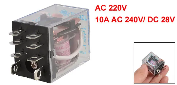 JQX-13F2Z AC 200V 220V Coil 10A 240VAC 28VDC 8 Pin DPDT General Purpose Relay