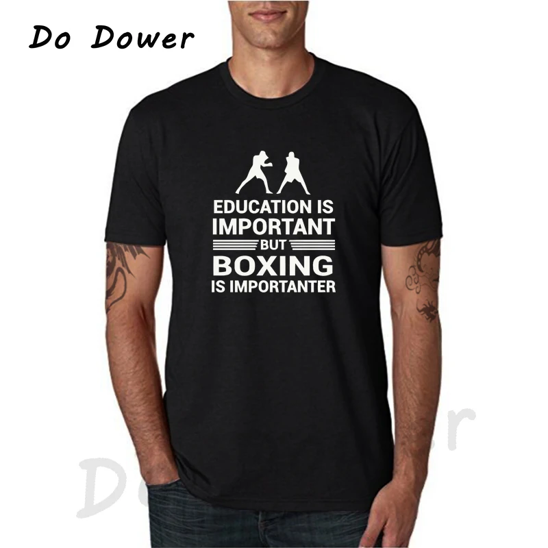 Образование важно но Boxinger Is Importanter Забавный подарок Мужская футболка модная