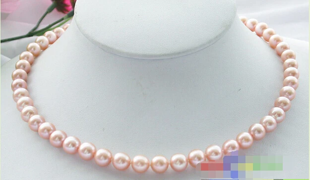 

AAA++ 17" 9mm ROUND PINK AKOYA PEARL NECKLACE 925SILVER p2060 ^^^@^Noble style Natural Fine jewe FREE SHIPPING