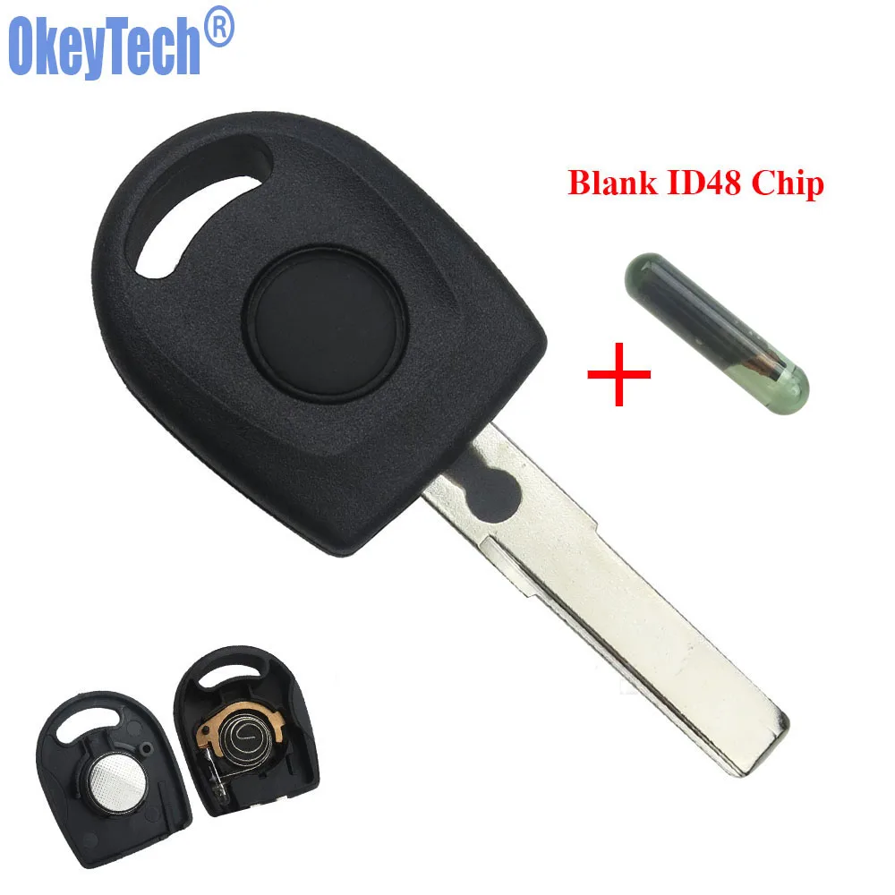 OkeyTech Transponder Key Shell ID48 Chip For VW Polo Golf for SEAT Ibiza Leon for SKODA Octavia Transponder with Light & Battery OkeyTech Transponder Key Shell ID48 Chip For VW Polo Golf for SEAT Ibiza Leon for SKODA Octavia Transponder with Light & Battery