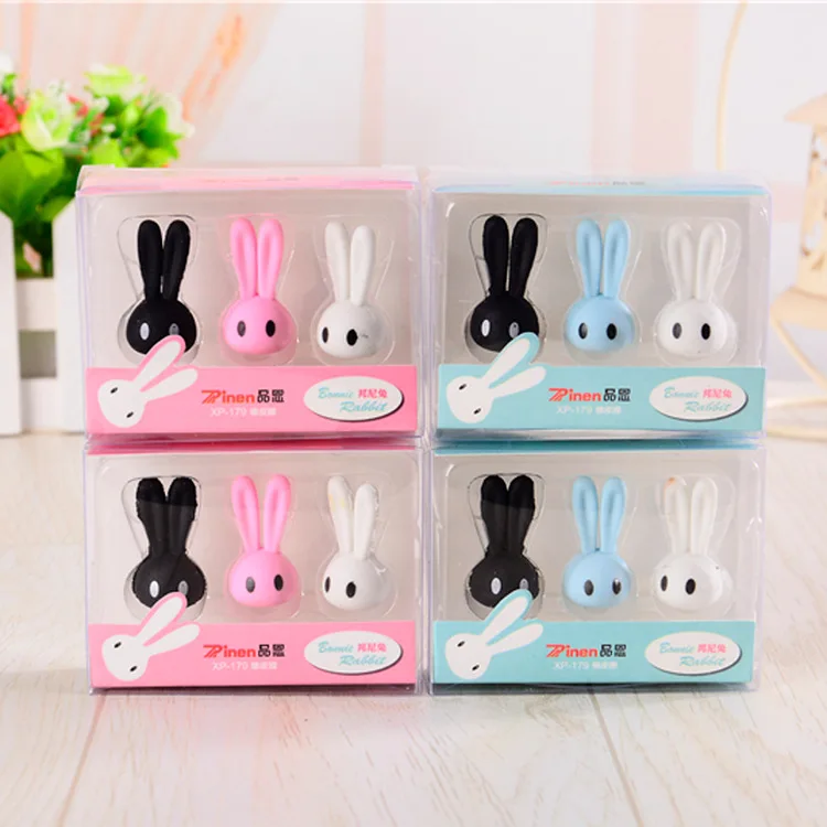 

3 pcs/pack Cartoon Rabbit Erasers Cute unicorn Writing Drawing Rubber Pencil Eraser Stationery For Kids Gifts school supplies