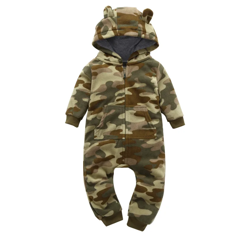 

2018 newborn baby romper bebe boy clothing long-sleeved camouflage plush Fleece infant boy climbing clothes jumpsuit
