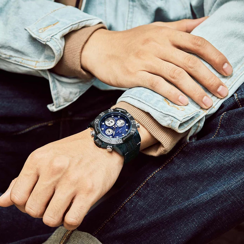 GOLDENHOUR Top Brand Men Military Sport Watch Men LED Analog Digital Watch Army Stainless Quartz Cl