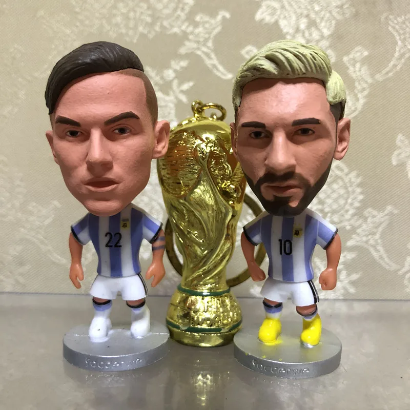

3pcs /set Soccerwe 6.5 cm Soccer Cartoon Dolls Paulo Dybala Messi Figurines Blue White Kits for Children Christmas Toy Gift