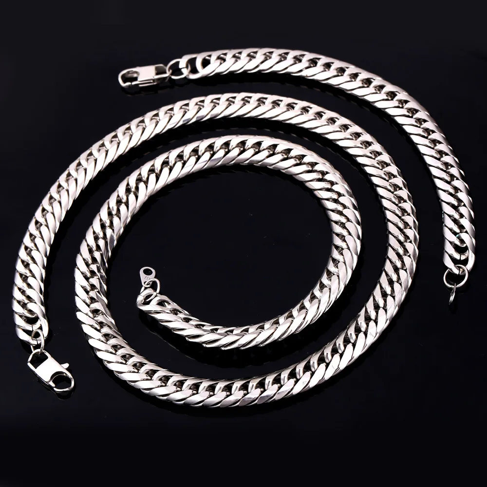 U7 Stainless Steel statement Necklace And Bracelet Set Wholesale Gold Color Hip Hop Chunky Big Chain For Men Jewelry Set S747