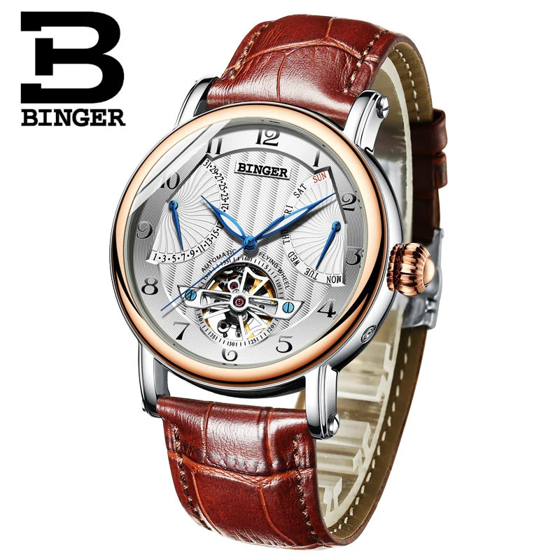 Швейцарские BINGER Tourbillon автоматические часы для мужчин s Механические Многофункциональные часы Лидирующий бренд Роскошные сапфировые мужские часы Relogio