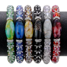 Модный Амазонит Природный камень streche браслет эластичный pulserase для мужчин и женщин модные ювелирные изделия бусины создаваемые талисманы diy