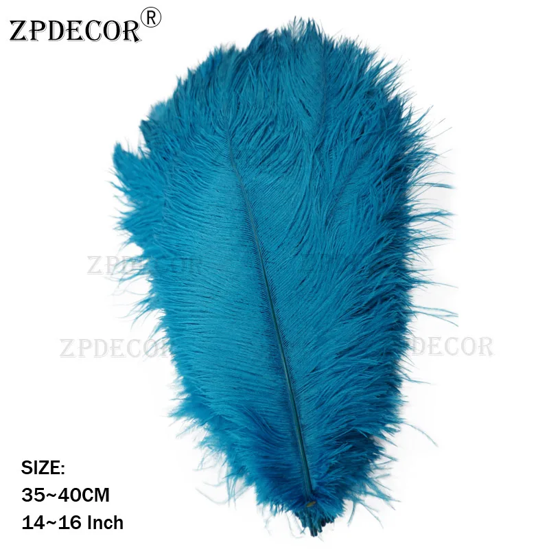 ZPDECOR страусиные перья 35-40 см для рукоделия, товары для свадебной вечеринки, карнавальные украшения для танцоров - Цвет: Синий