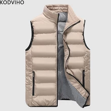 Жилет для мужчин, зимняя куртка без рукавов, Мужская Уличная одежда, повседневная теплая парка, однотонный стоячий воротник, на молнии, жилеты с карманами, жилет Uomo