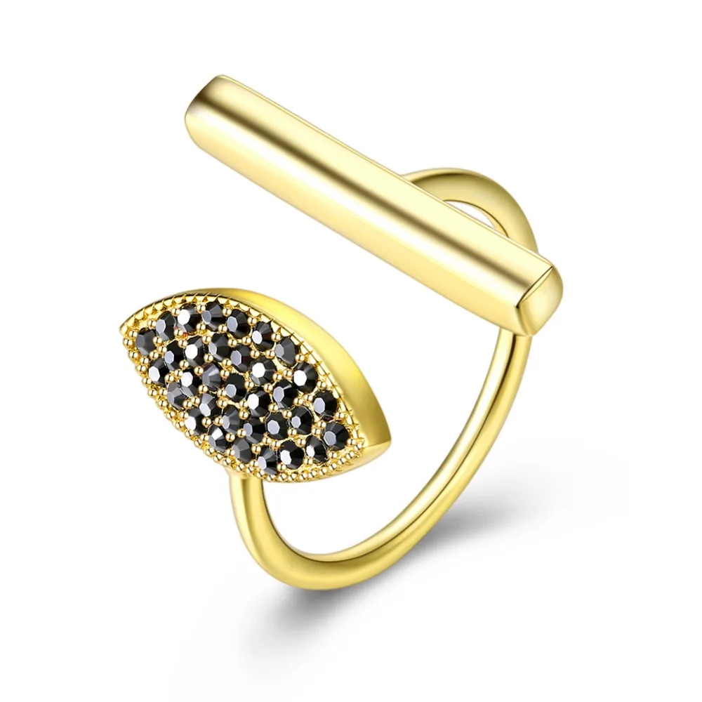 Экзотический Кристалл от Swarovski открытие кольцо черный австрийский страз для женщин 925 серебро золотистое кольцо ювелирные изделия на подарок