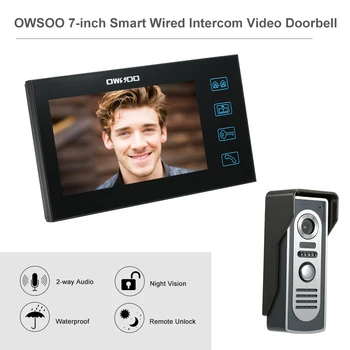 

OWSOO 7''TFT LCD Video Door Phone Visual Video Intercom Waterproof Outdoor Camera Night Vision For Home Security Intercom System