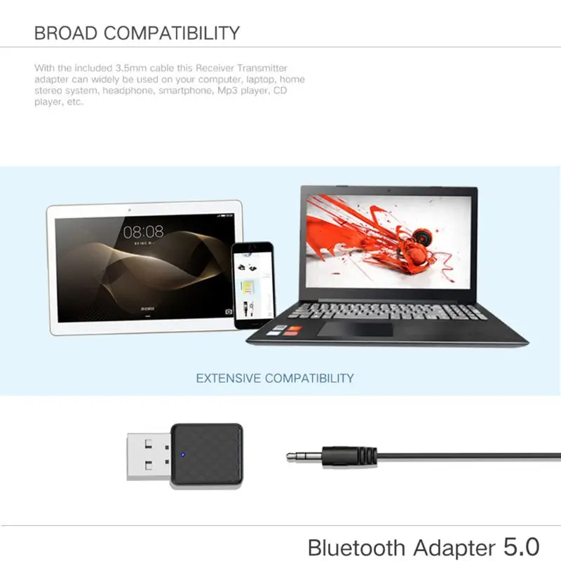 

USB Bluetooth Receiver Transmitters 5.0 Wireless 3.5mm Audio Music Stereo Adapter Dongle for TV PC Bluetooth Speaker Headphone