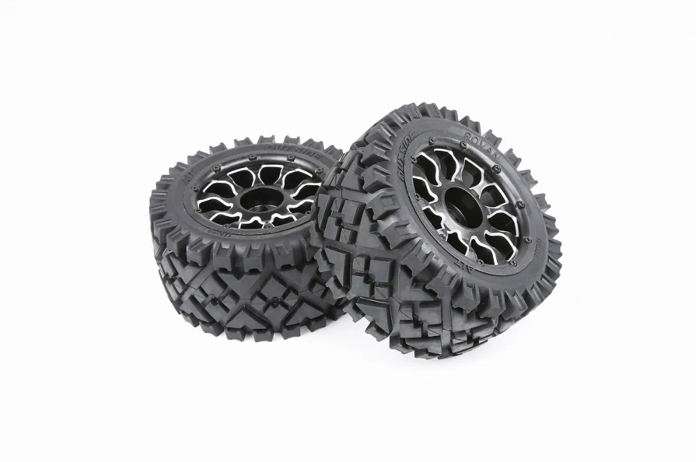 

Rear Terrian Tyres Set with Metal Wheel Hubs for 1/5 Hpi Rovan King Motor Baja 5b Rc Car Parts