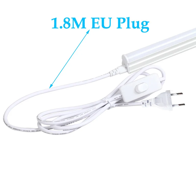 1,8 м штепсельная Вилка для ЕС и США T5 T8 трубка 3 pin провода Соединительный кабель кабельный разъём с переключателем для T5 T8 интегрированные светодиодные трубки лампы