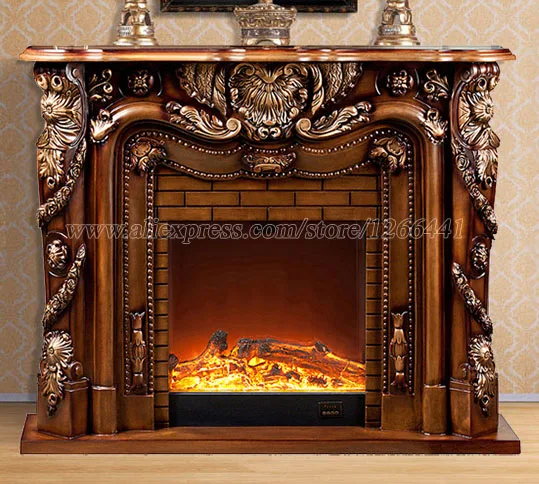 Камин Делюкс W150cm Европейский стиль деревянный каминный Плюс Электрический камин вставка firebox горелка искусственный светодиодный оптический огонь - Цвет: Brown without heater