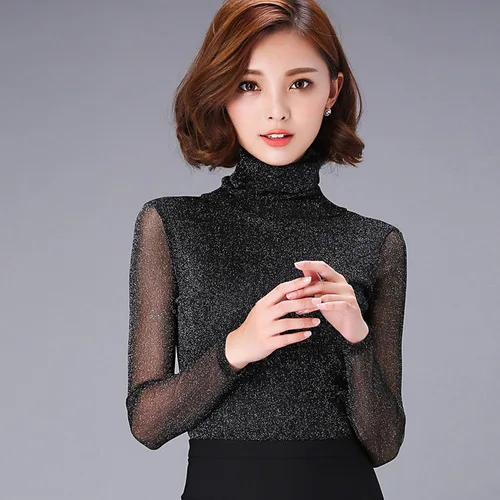 Женская блузка с длинным рукавом и высоким воротом|blouse long|ladies blousesladies fashion blouses |