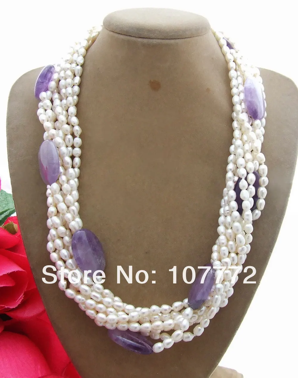 

Pearl&Purple Crystal Necklace