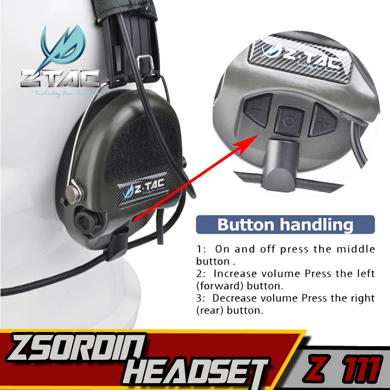 Тактические наушники Z TAC Softair Sordin тактические Z112 PTT Midland kenwood для стрельбы активные