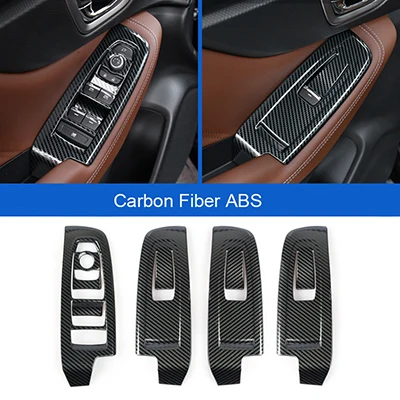 Правый и левый привод, аксессуары для интерьера, двери, подлокотник, окно, кнопка включения, крышка, наклейка, Накладка для Subaru Forester SK - Название цвета: Carbon ABS LHD