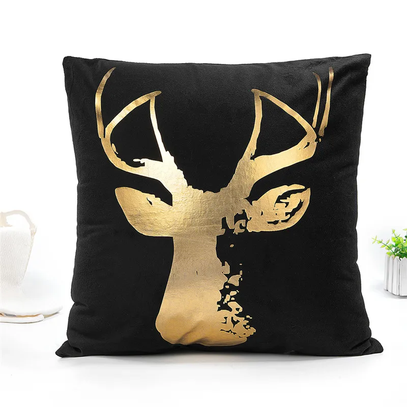 

Fuwatacchi Gold Foli Cushion Cover Animals Throw Pillow Cover Geometric Deractive Pillowcases For Sofa Bed Decor 45X45 Square