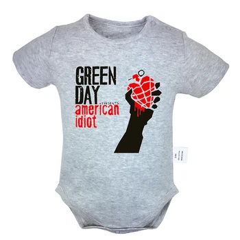 

GREEN DAY American Idiot Printed 100% Cotton Newborn Baby Girl Boys Romper Clothes Short Sleeve Jumpsuit Outfits Sets