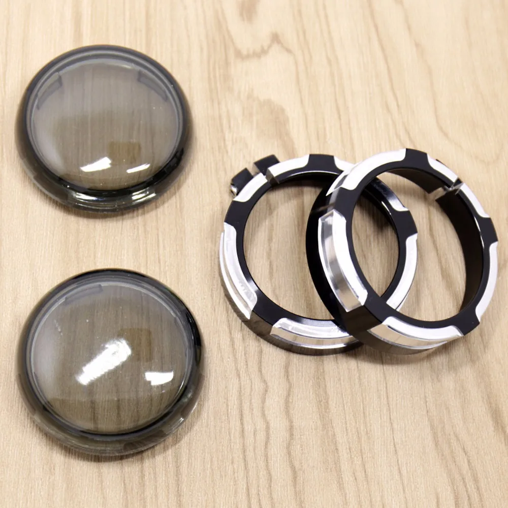 

Burst Billet Turn Signal Trims&Smoked Lens For Harley Sportster 883 Street Glide Dyna Softail With Deuce/Bullet Light Models