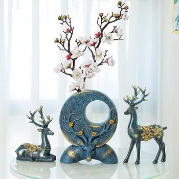

Decoration Crafts Figurines & Miniatures, Vase deer display, wedding gift resin crafts, wine cabinet decoration