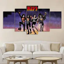 Домашний Декоративный плакат модульная рамка Холст Картина 5 шт. Kiss Band Разрушитель картины настенные для гостиной современный тип