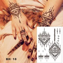 BH-18 треугольник простая черная хна временная татуировка для обеих рук Вдохновленный стикер тела