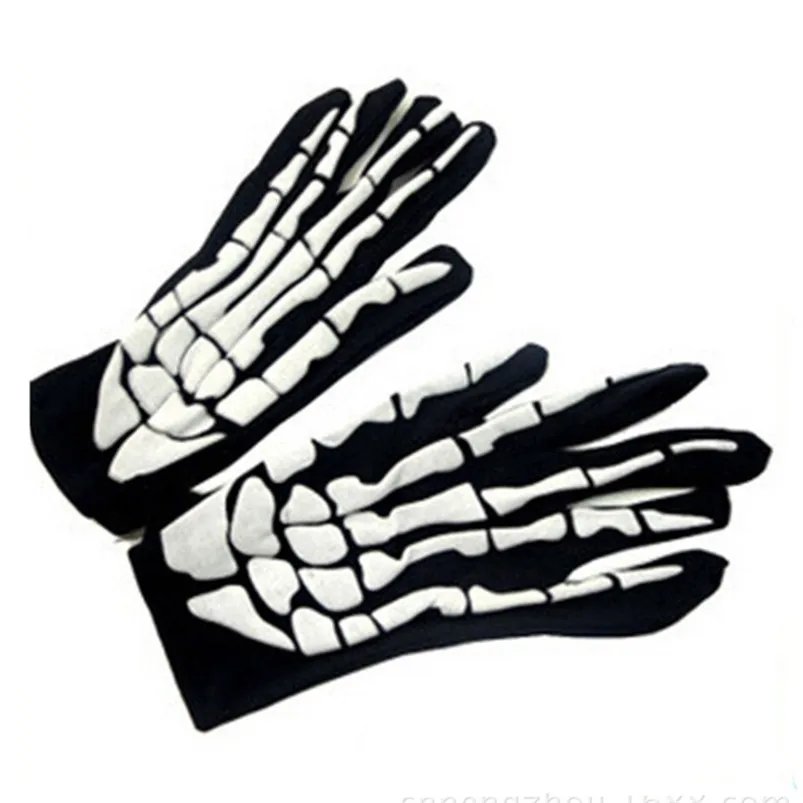 1 Pair Halloween Horror Skull Claw Bone Skeleton Goth Racing Full Gloves Cycling Hiking Equipment outdoor Glove #4S22 (2)