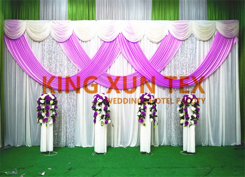 6m Long 3m Height Ice Silk Wedding Backdrop Curtain Stage