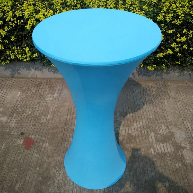 Free Shipping 10pcs Blue Round Based Lycra Spandex Cocktail Table Cloths Elastic Stretch Bar