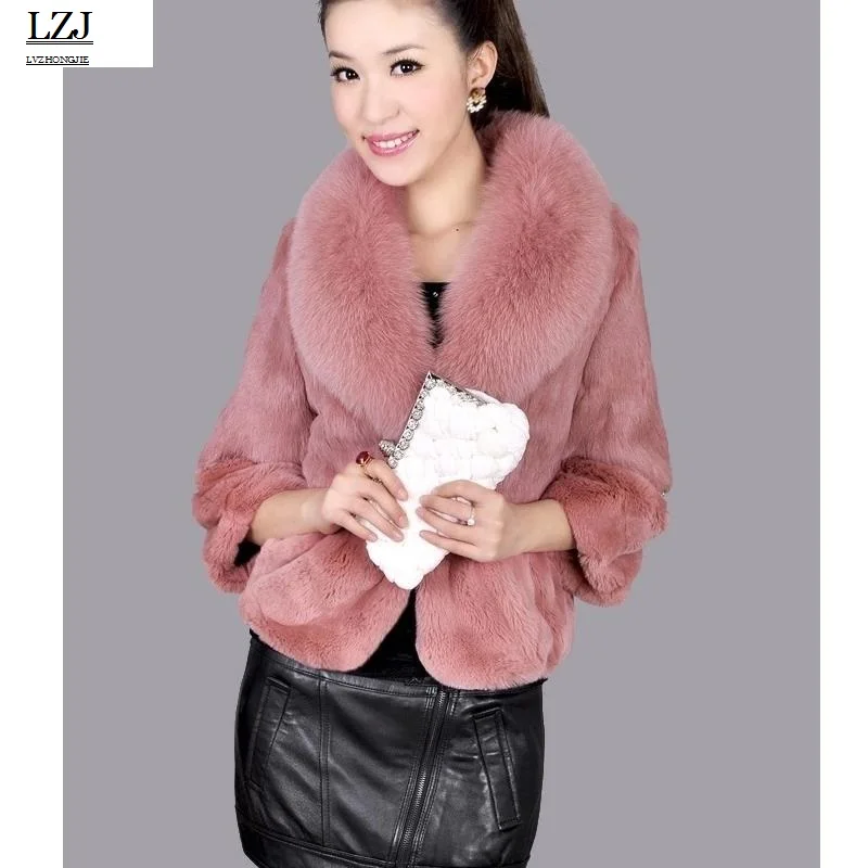 LZJ New Fashion! 2017 fur coat imitation rabbit fur artificial fox fur