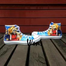 Wen Anime Hand Painted Shoes Design Custom Mobile Suit Gundam Men Women’s High Top Canvas Sneakers for Presents