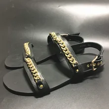 Г., мужские летние туфли в римском стиле с вырезами и золотой цепочкой сандалии на ремешке с пряжкой мужские сандалии из мягкой кожи на плоской подошве с открытым носком