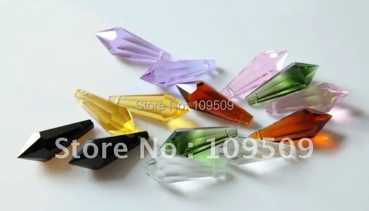 

Free Shipping,30PCS 60mm ICICLE LONG SPEAR DROP PART CHANDELIER LEAD CRYSTAL PENDANT SUNCATCHER MIXED COLORS